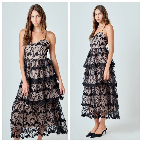 Endless Rose Floral Embroidered Tiered Long Dress - Picture 3 of 3